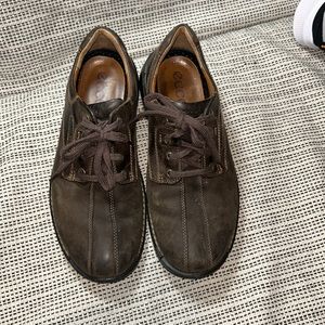 Ecco Mens Brown Leather Light Shock Point Lace Up Casual Shoes EU 43 US 10